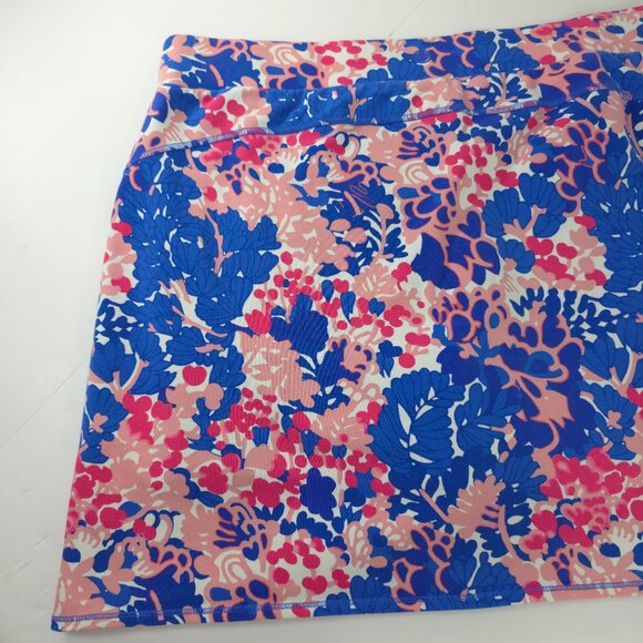 T BY TALBOTS MULTICOLOR FLORAL SKORT WOMEN`S SIZE LARGE ZIP POCKETS COTTON BLEND - Picture 6 of 16